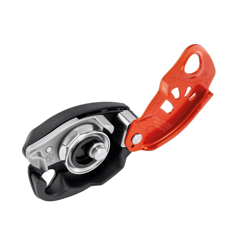 Asegurador con bloqueo asistido mediante leva optimizado para la escalada de primero. NEOX -Petzl