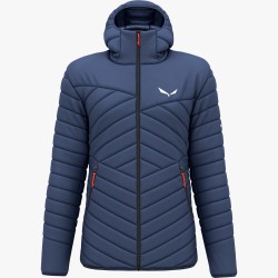 Una chaqueta de plumón para hombre cálida e impermeable para hacer alpinismo y esquí de travesía.