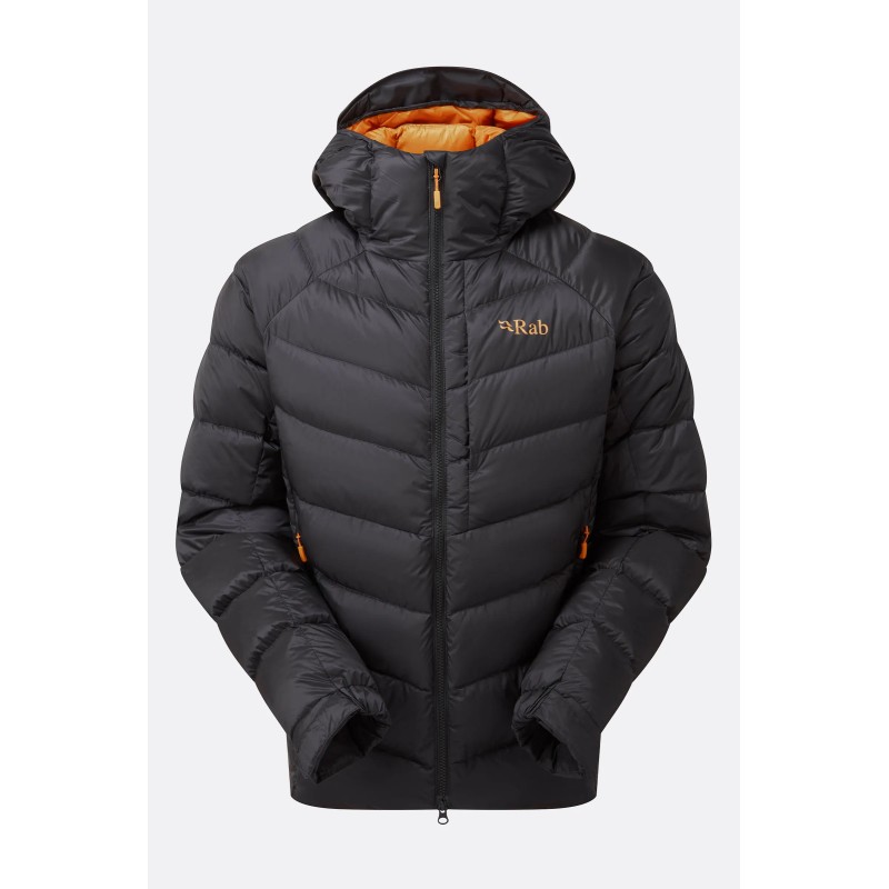 Chaqueta de plumón cálida y compacta para senderismo y montañismo en invierno.