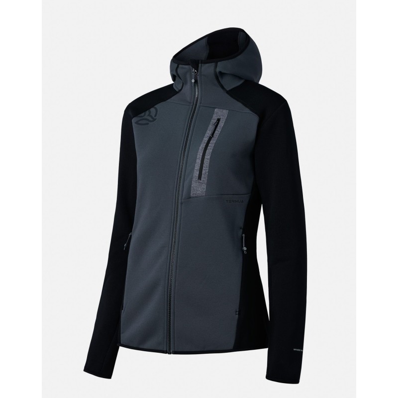 Chaqueta con capucha en Warmshell reciclado. Cálida, transpirable y de secado rápido, ideal para montaña .