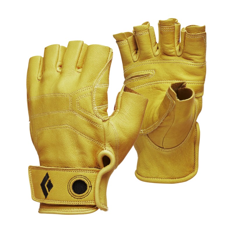 Guantes de cuero duraderos, sin dedos, para escalada artificial, aseguramiento y rapel.