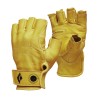 Guantes de cuero duraderos, sin dedos, para escalada artificial, aseguramiento y rapel.