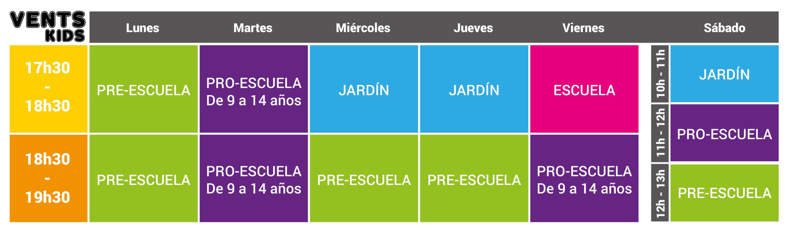 horarios vents kids curso escolar 2024 2025